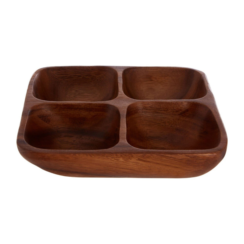 Premier Housewares Acacia Wood 4-Section Square Serving Dish