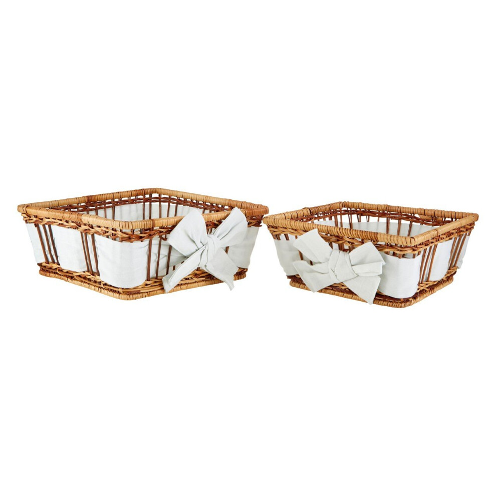 Fern Baskets With Cream Lining and Bow Detail, Set Of 2