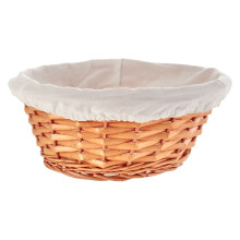 Wicker Bread Basket With Cream Fabric Lining, Natural
