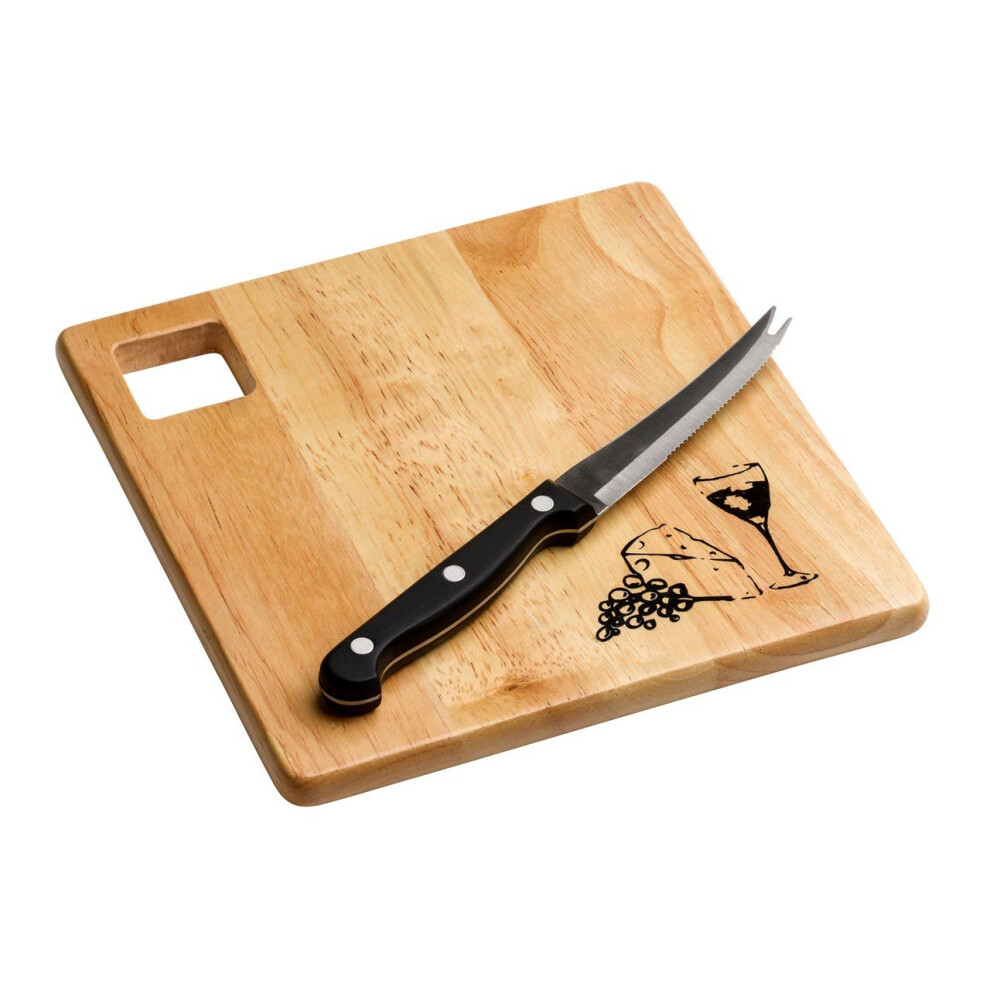 Rubberwood Cheese Board And Knife Set