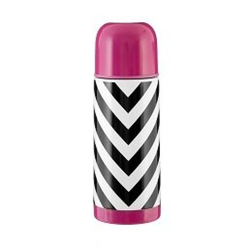Stainless Steel Stripe 350ml Vacuum Flask, Leak-Proof Thermos Travel Flask For Hot and Cold Beverages