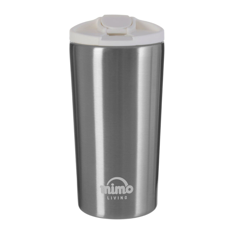 Premier Housewares Silver Finish 250Ml Insulated Stainless Steel Travel Mug, Travel Mug With Lid, Metal Travel Mug, Thermos Mug