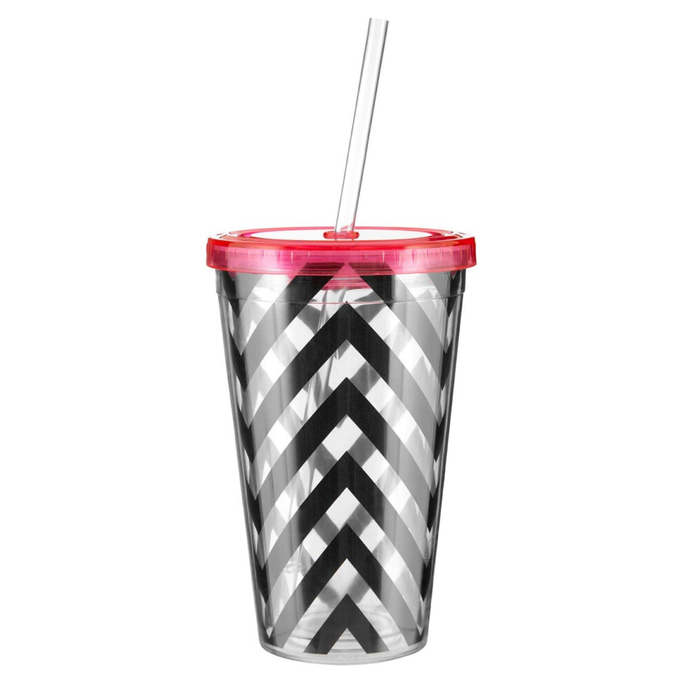 Premier Housewares Durable Chevron 450Ml Drinks Cup, Versatile Plastic Water Cup, Portable Safe Plastic Water Drinking Cup