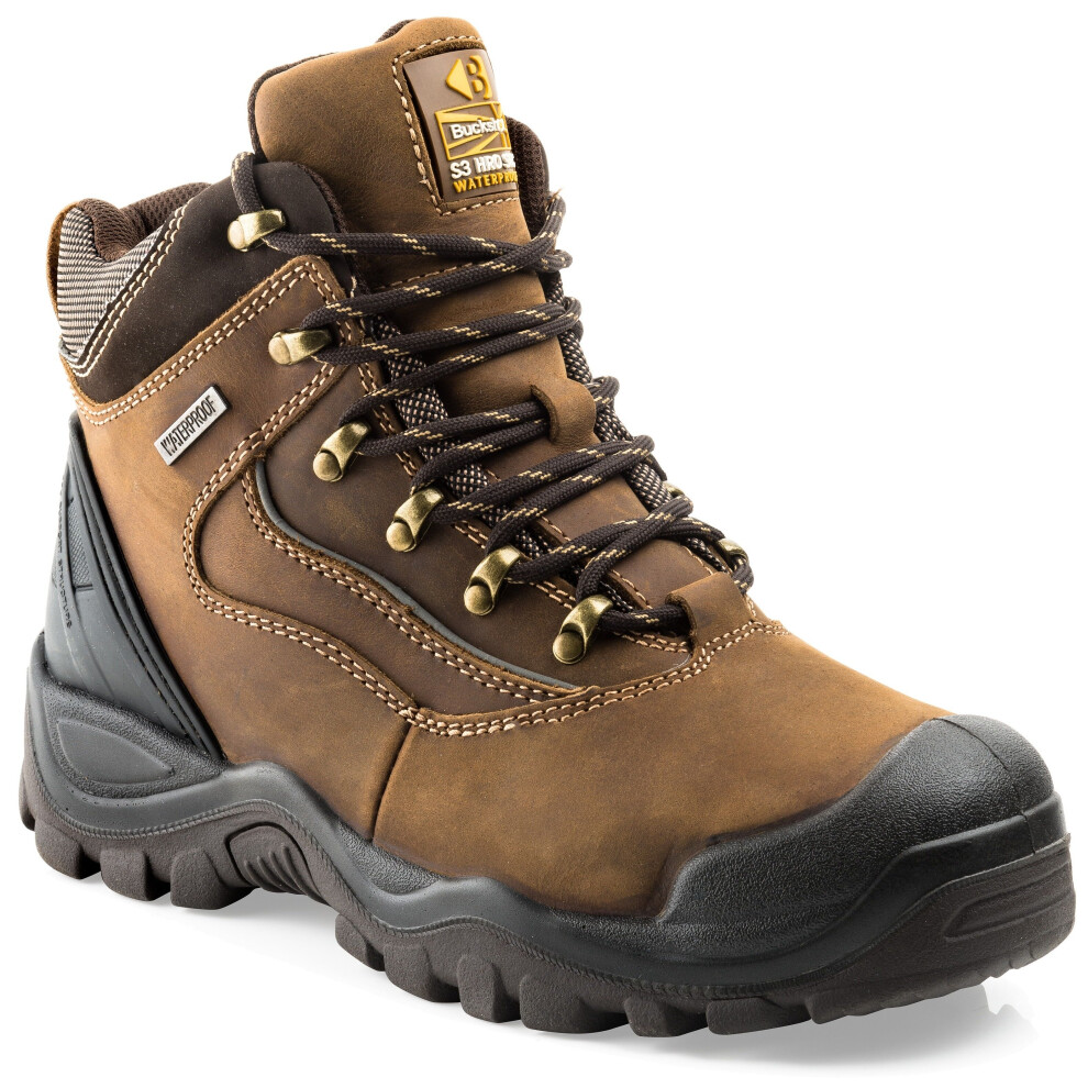 (8) Buckler BSH002BR Waterproof Anti-Scuff Safety Work Boots Brown (Sizes 6-13)