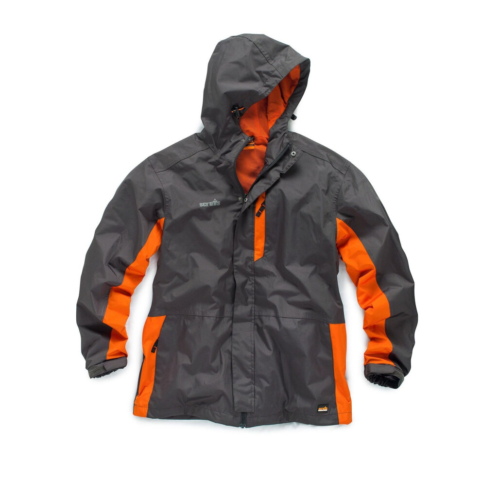 (Medium) Scruffs Worker Jacket Charcoal Grey and Orange Waterproof Mens Coat (Sizes S-XXL)