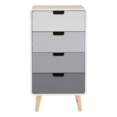 Premier Housewares Milo 4 Drawer Cabinet - Grey & White Gradient