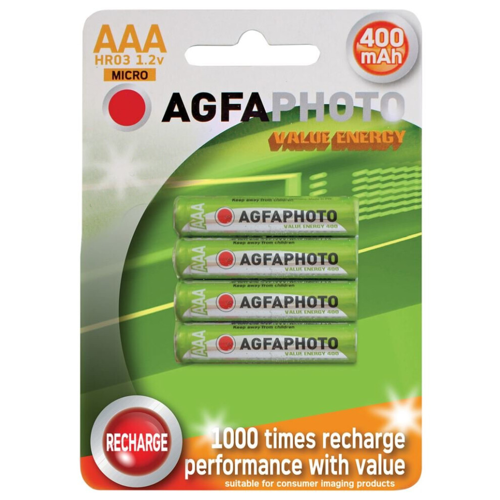 AGFAPHOTO Rechargeable Nimh Battery - Pack of 4 - Size AAA