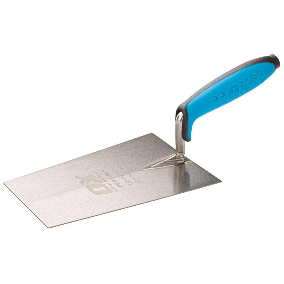 OX Pro Bucket Trowel with Duragrip Handle Stainless Steel - 180mm