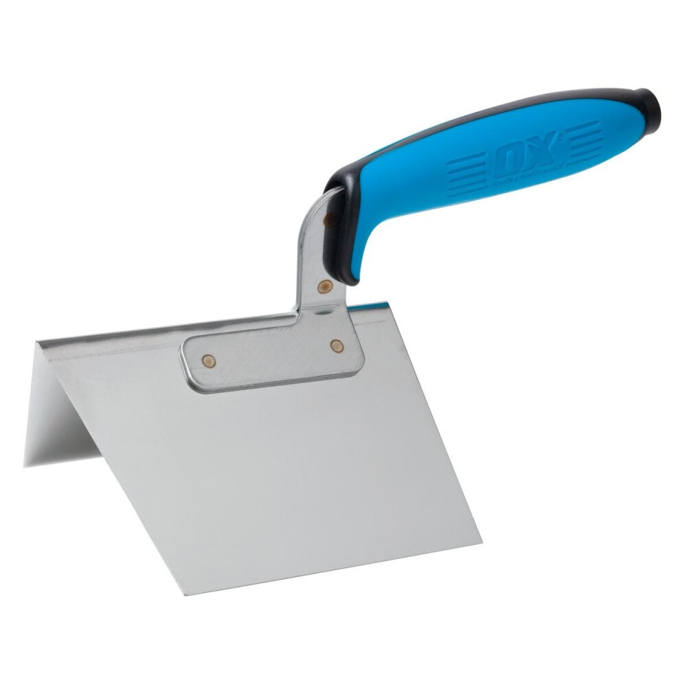 OX Pro Dry Wall External Corner Trowel with Duragrip Handle Stainless Steel - 100 x 125mm