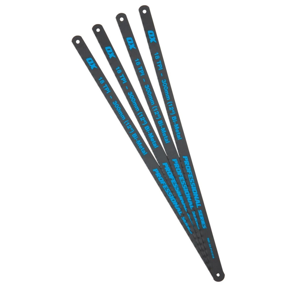 OX Pro High Tension Hacksaw Blades 300mm 18TPI - 4 Pack