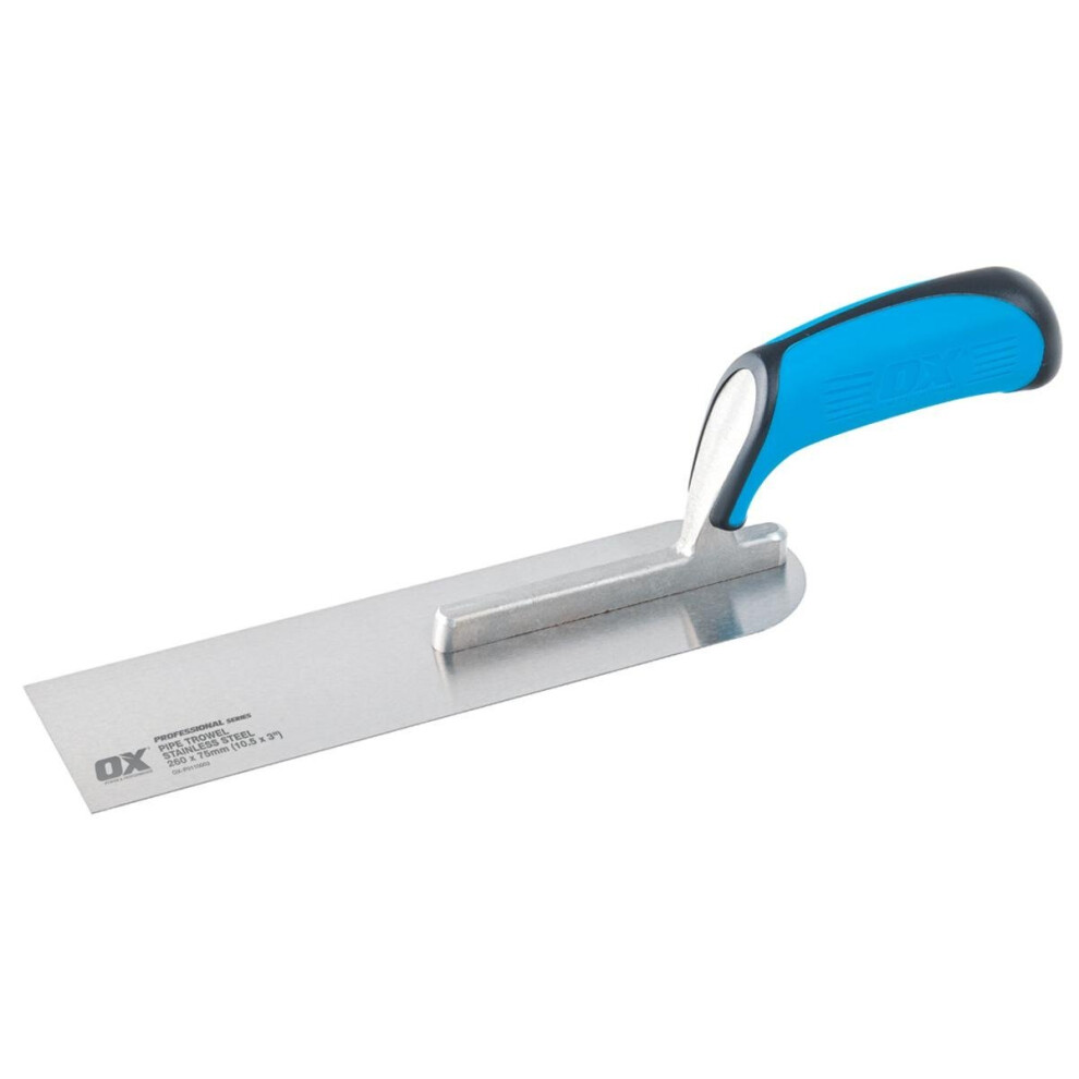 OX Pro Plasterers Pipe Trowel With Duragrip Handle Stainless Steel - 260 X 75mm