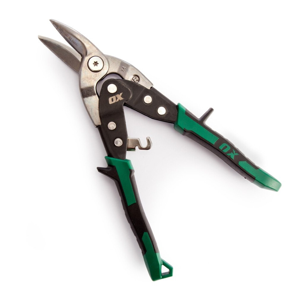 (Right Cut (Green)) OX Pro Extra Heavy Duty Adjustable Aviation Snips (Left, Right & Straight Cut)