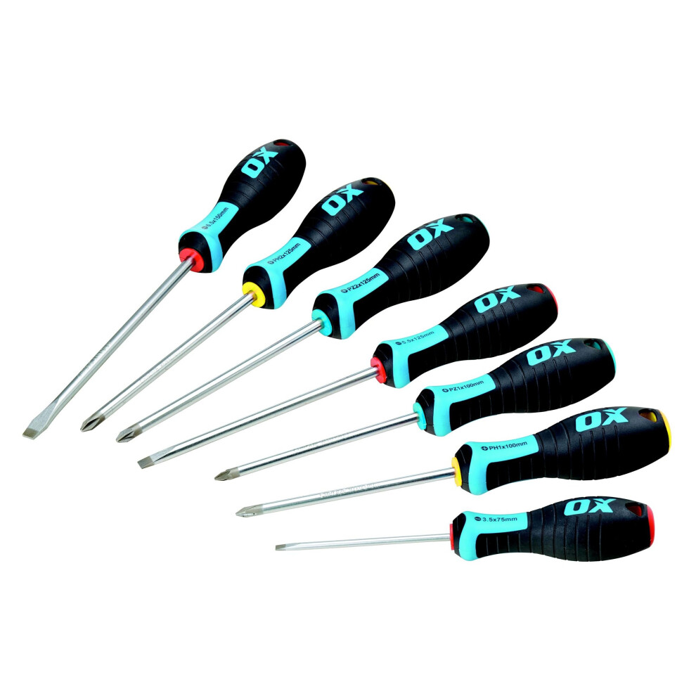 (250 x 10mm) OX Pro Magnetic Tipped Slotted Flared Screwdriver (Various Sizes)