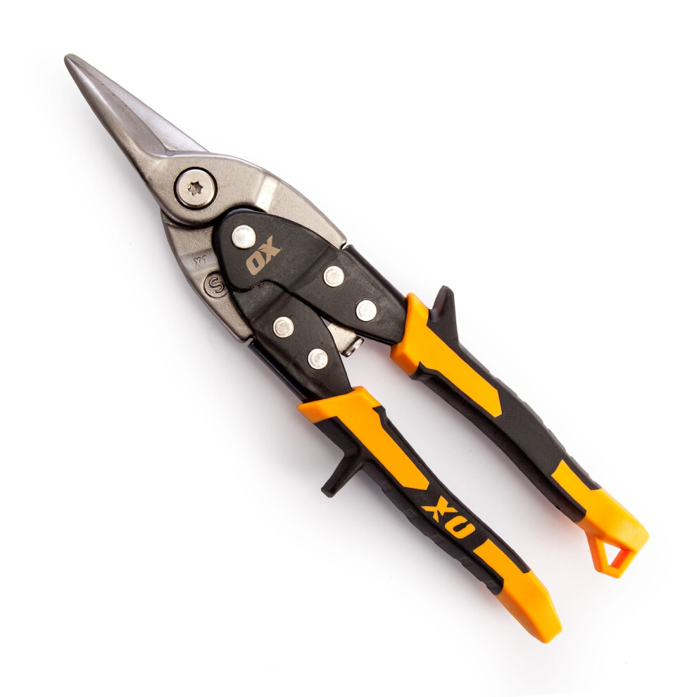 (Straight Cut (Yellow)) OX Pro Extra Heavy Duty Adjustable Aviation Snips (Left, Right & Straight Cut)