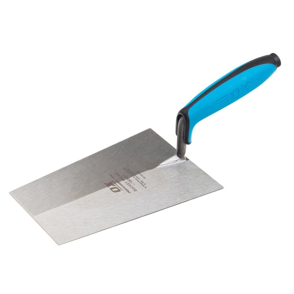 OX Pro Bucket Trowel with Duragrip Handle Carbon Steel - 180mm