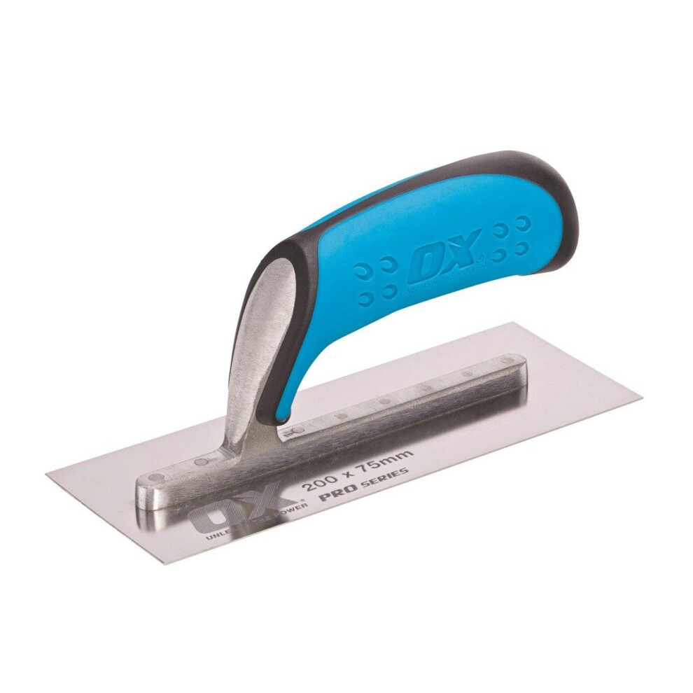 OX Pro Small Plasterers Trowel with Duragrip Handle Stainless Steel - 200 x 75mm