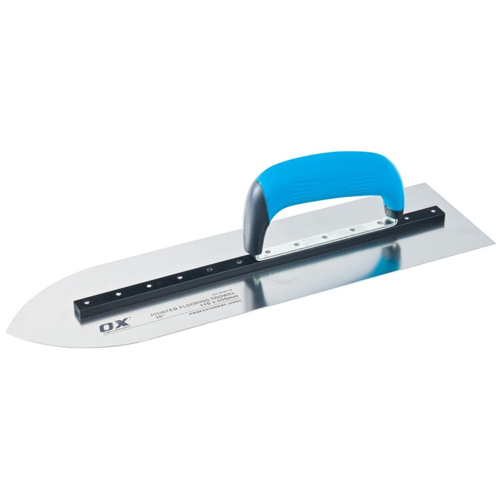 (450mm) OX Pro Heavy Duty Pointed Flooring Trowel Stainless Steel Blade with Duragrip Handle (400 or 450mm)