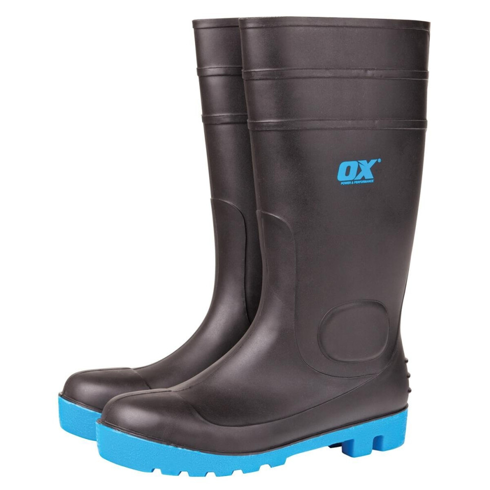 (Size 7) OX Safety Wellington Boots with Steel Toecap & Midsole Black (Sizes 5-13) Men's Wellies