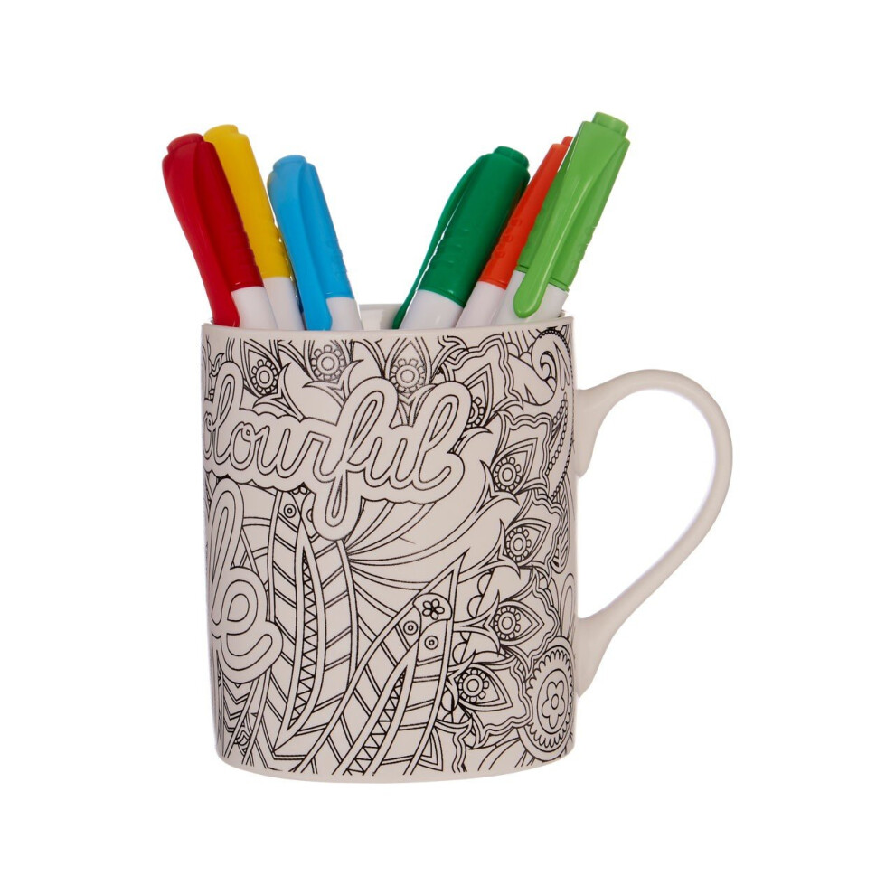 Premier Housewares Live A Colourful Life Bone China Mug With Floral Design, Home Decor Cup,Ideal As A Decorative Coffee Mug