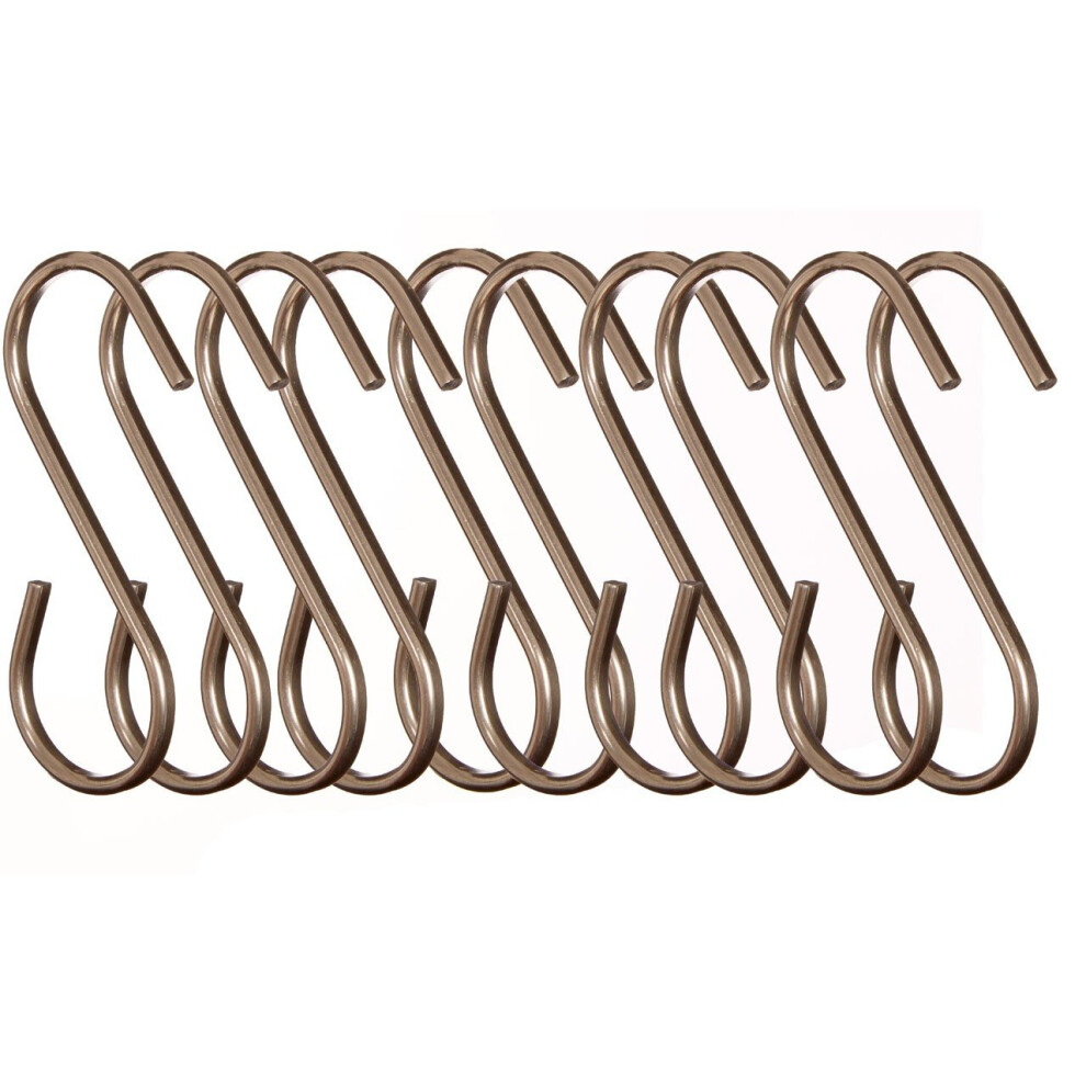 Set of 10 Sorello Hanging Hooks, Iron, Bronze