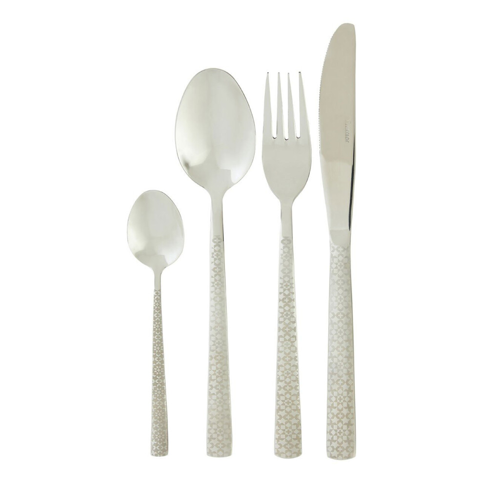 Premier Housewares 24Pc Cutlery Set, Elegant Silverware Cutlery Set, Modern Stainless Steel Cutlery Set With Geometric Prints