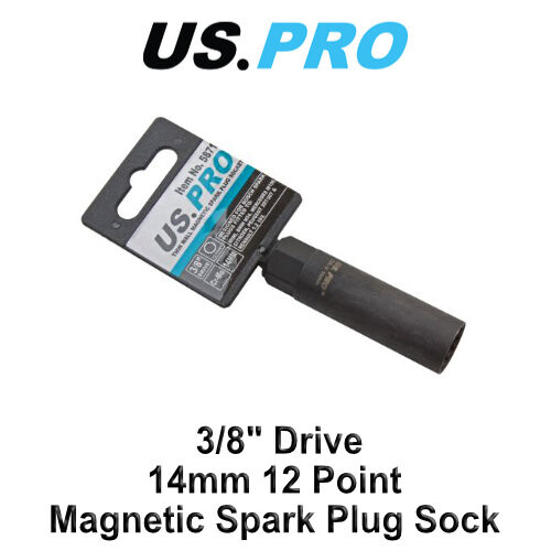 us pro US PRO 3/8" Drive 14mm 12 Point Thin Wall Magnetic Spark Plug Socket