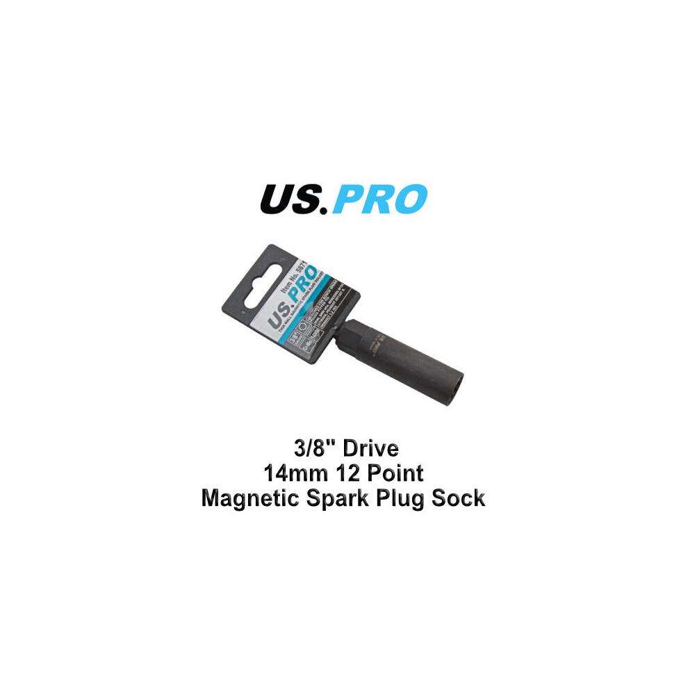 US PRO 3/8" Drive 14mm 12 Point Thin Wall Magnetic Spark Plug Socket