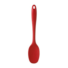Red Silicone Kitchen Spoon With Ergonomic Handle,Stain-Resistant Silicone Spoon,Ideal For Serving Hot Foods