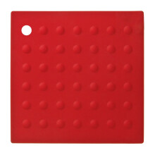Red Silicone Kitchen Trivet,Square Heat Protection Mat With Textured Grip,Trivet With Hanging Hook