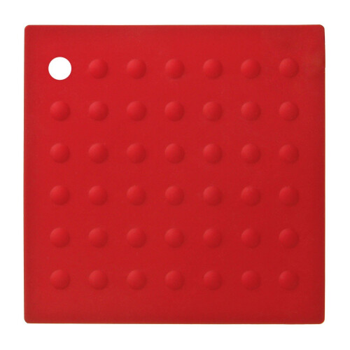 Red Silicone Kitchen Trivet,Square Heat Protection Mat With Textured Grip,Trivet With Hanging Hook