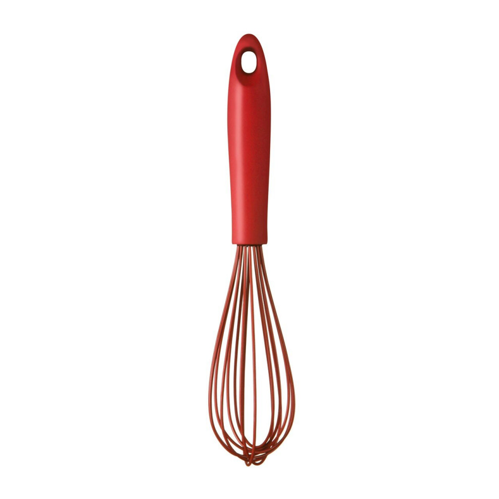 Non-Stick Red Silicone Whisk,Heat-Resistant & Easy to Clean Mixing Tool With Hanging Loop,Whisking Spoon