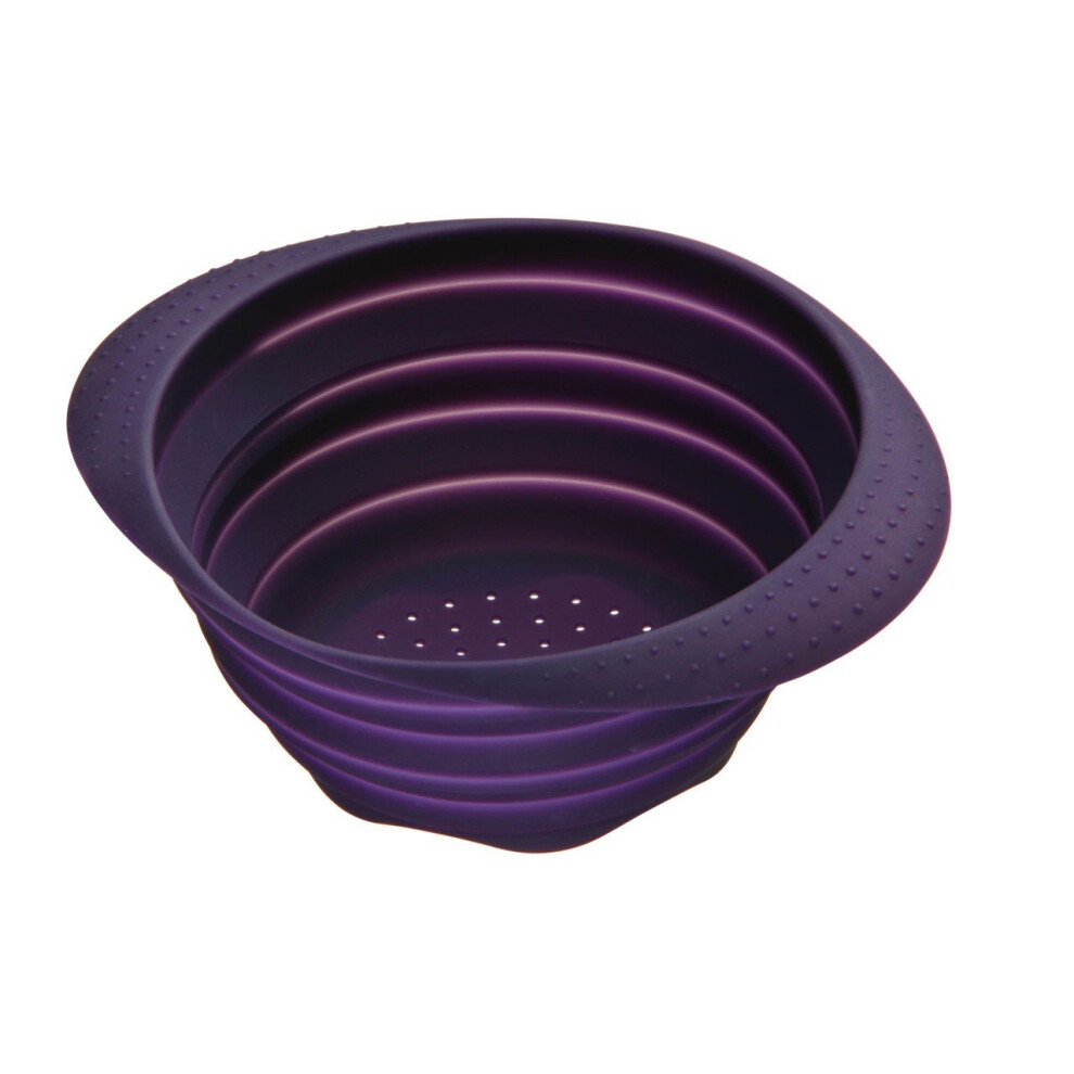 Purple Silicone Collapsible Colander,Lightweight Straining Bowl,Perfect Kitchen Sink Strainer For Vegetables