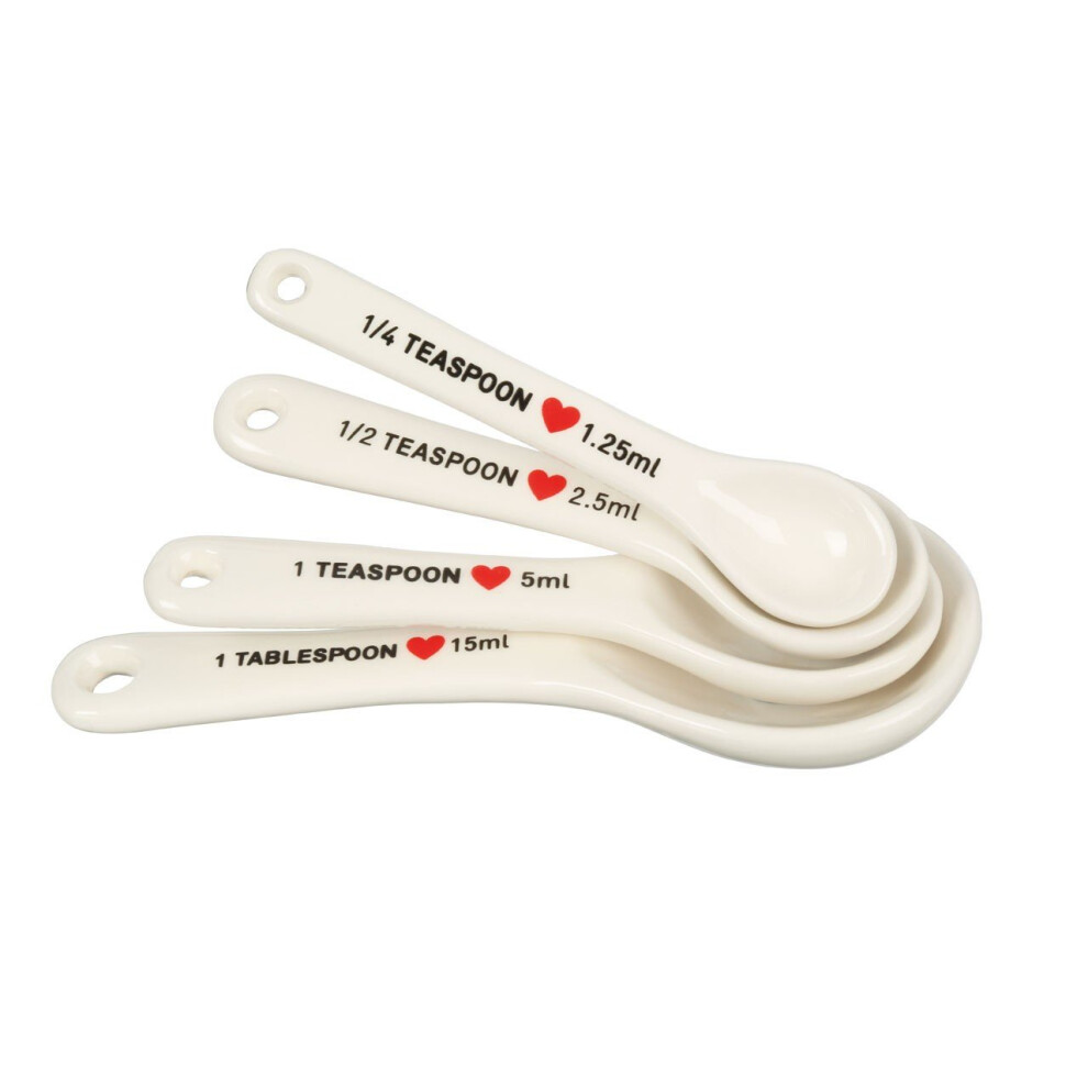 Charming Set Of 4 Heart Design Measuring Spoons, Precised Measuring Spoons For Baking, Colourful Design Spoon