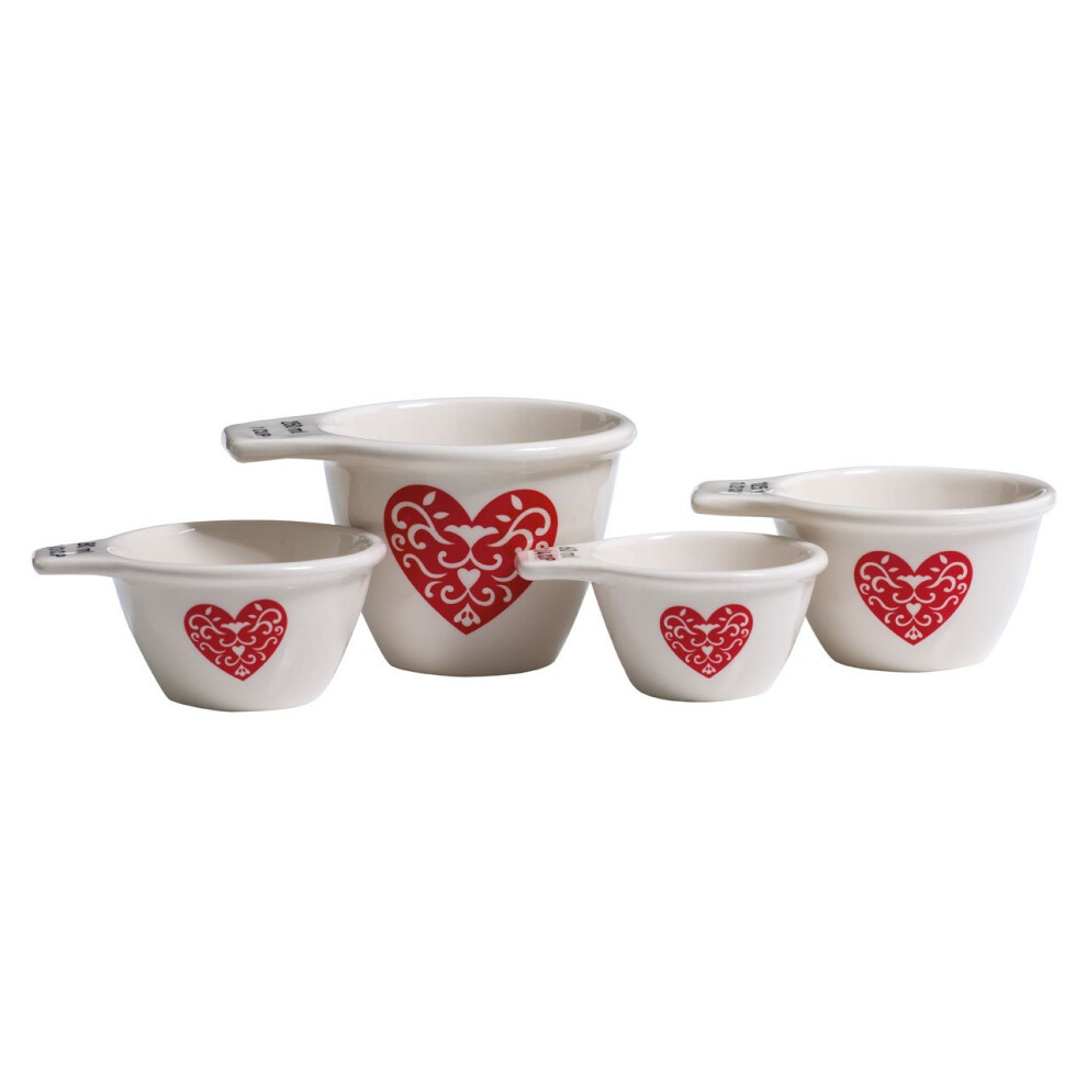 Premier Housewares Versatile Set Of 4 Measuring Cups, Measuring Cups For Baking, Dolomite Design Measuring Spoon Cream