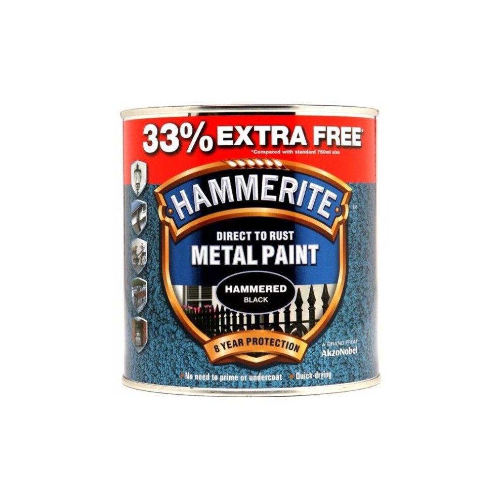 Direct To Rust Metal Paint - Hammered Black - 750ml +33% EF