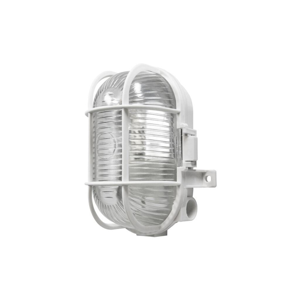 Oval Caged Bulkhead Light - White - 60W