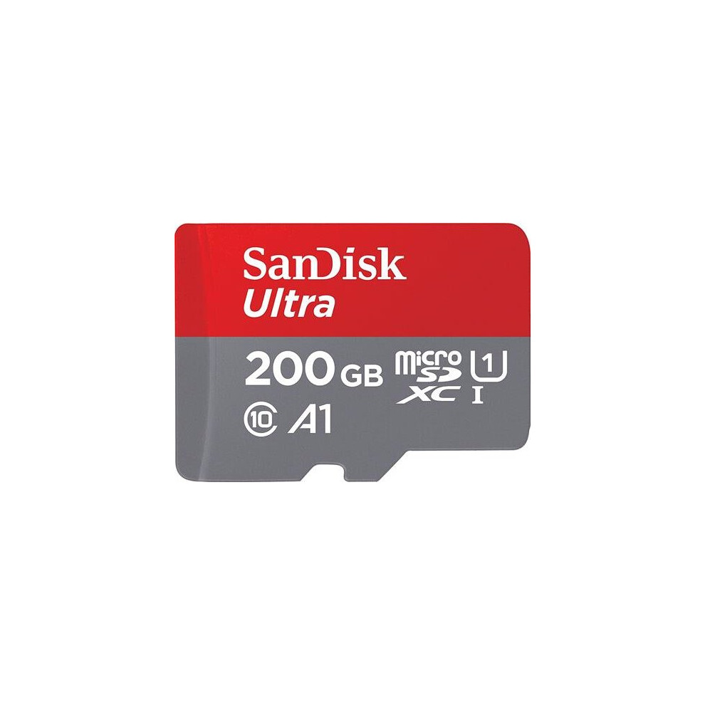 SanDisk Ultra 200GB microSDXC Memory Card + SD Adapter with A1 App Performance up to 100MB/s, Class 10, U1 - FFP