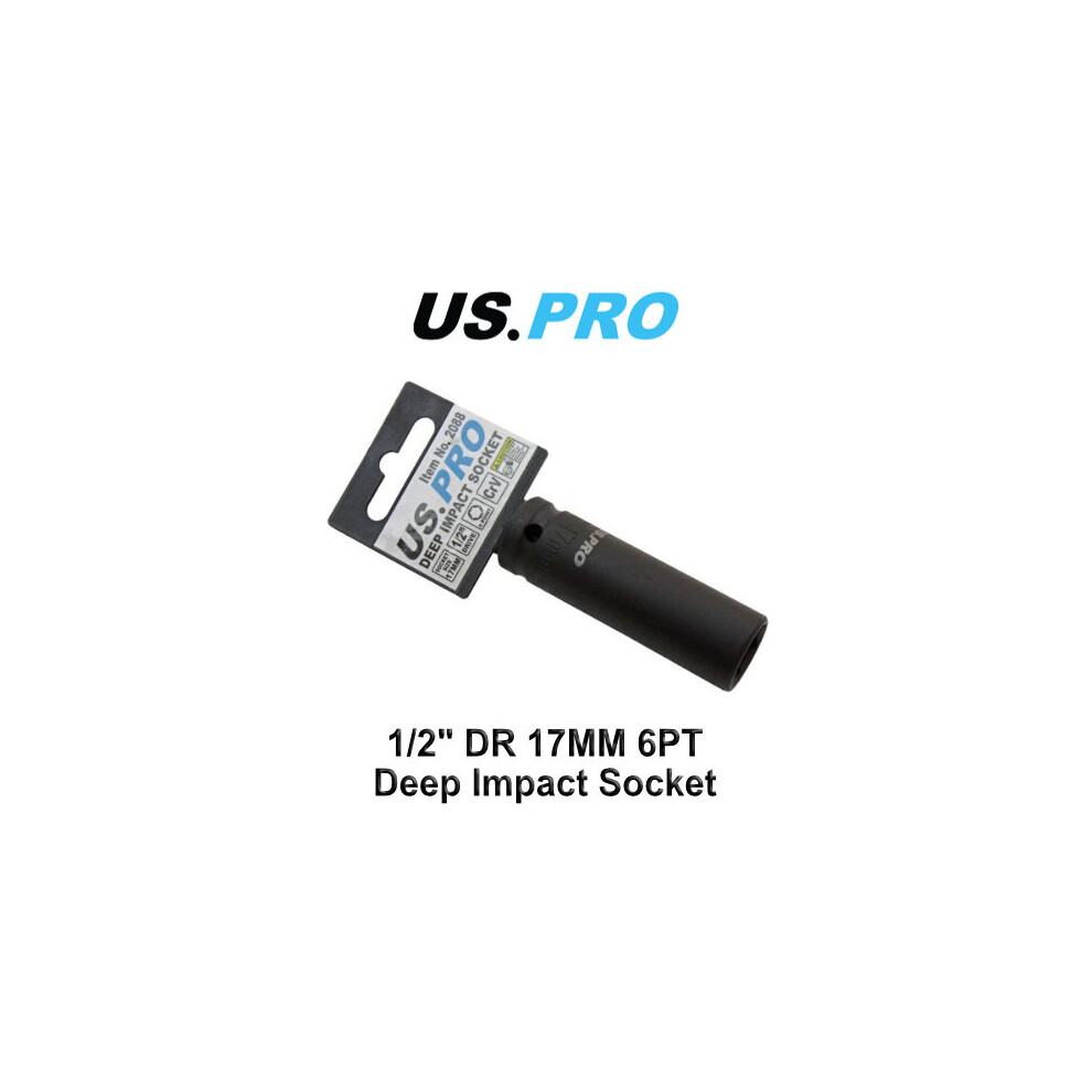 US PRO 17mm 1/2 Dr 6 Point Deep Impact Socket 2088