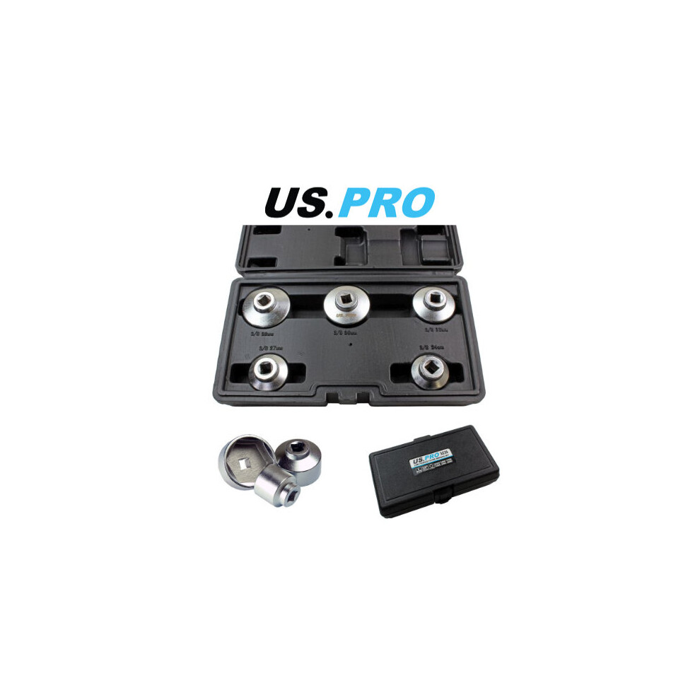 US PRO 5PC 3/8" DR Low Profile Cup Type Filter Wrench Set 3235