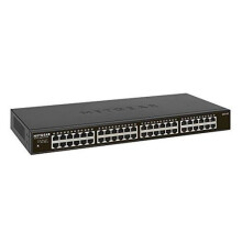 NETGEAR 48-Port Gigabit Ethernet Unmanaged Ethernet Switch, Rackmount, Fanless and Low-Power Consumption (GS348-100EUS) - Black