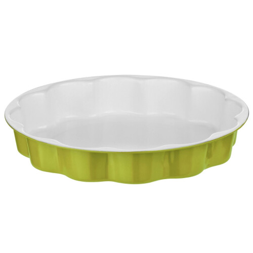 Premier Housewares Ecocook Flan Dish, 29 cm - Lime Green/White