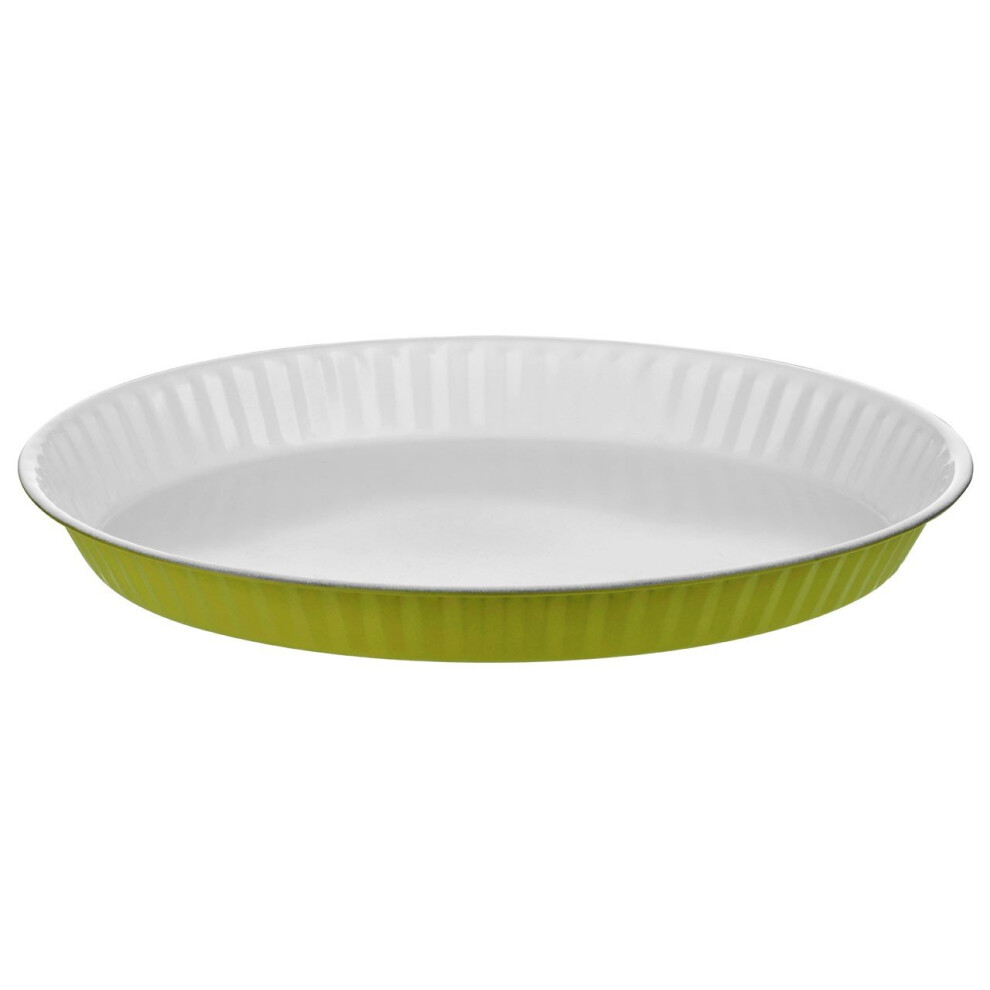 Ecocook Flan Dish, 30 cm- Lime Green/White