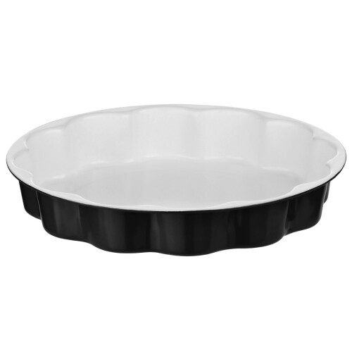 Premier Housewares Ecocook Flan Dish, 29 cm - Black/White