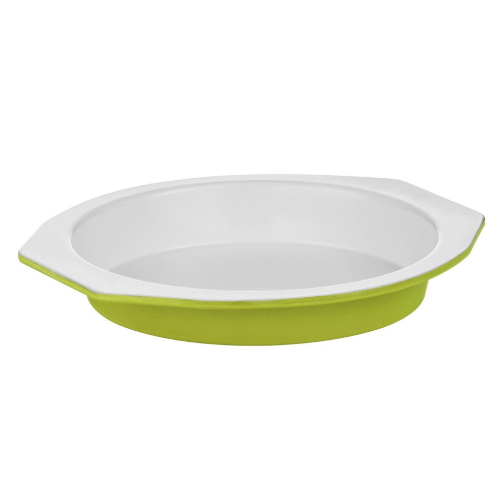 Premier Housewares Ecocook Deep Cake Tin, Carbon Steel - Lime Green/White