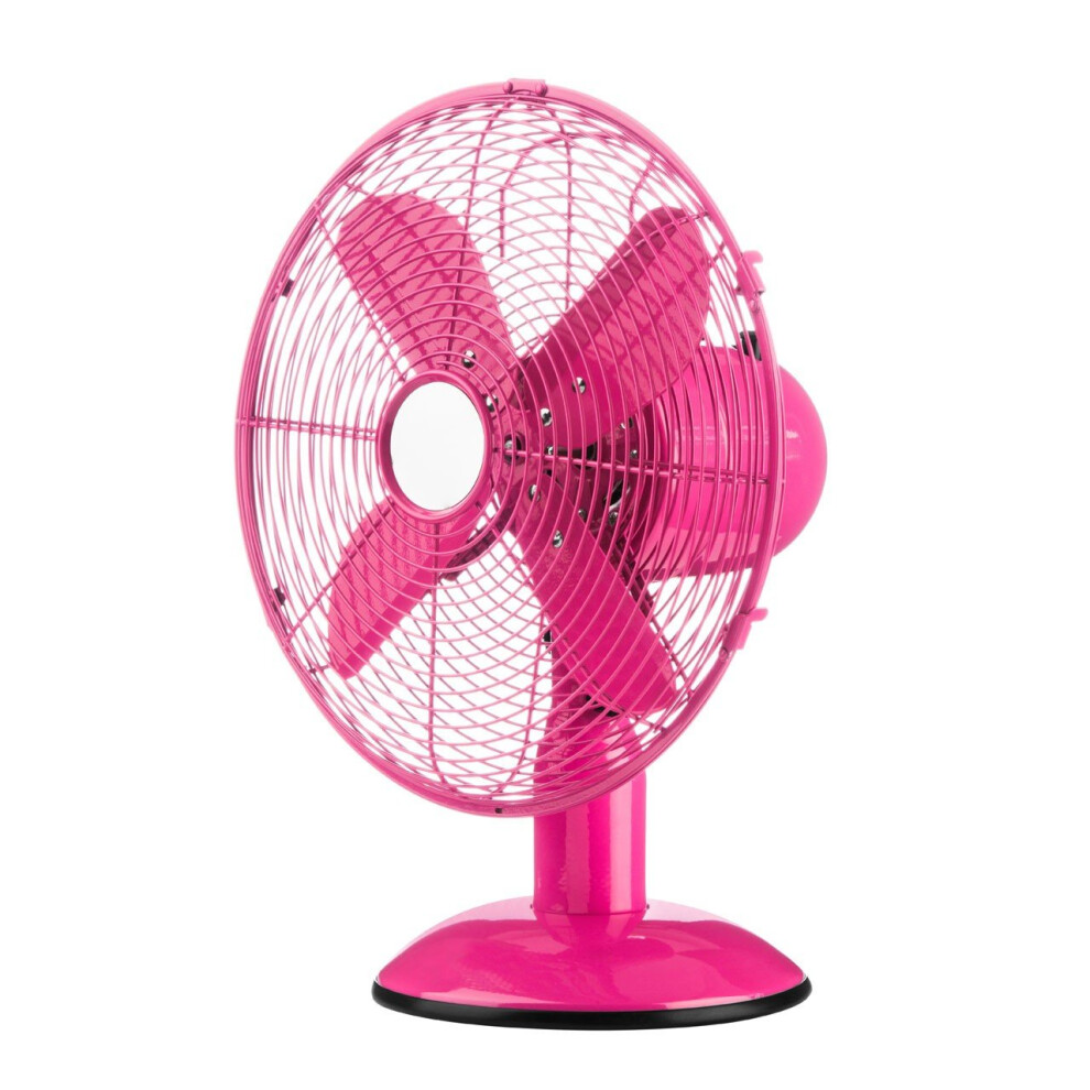 Oscillating Desk Fan with 3 Speeds, Hot Pink