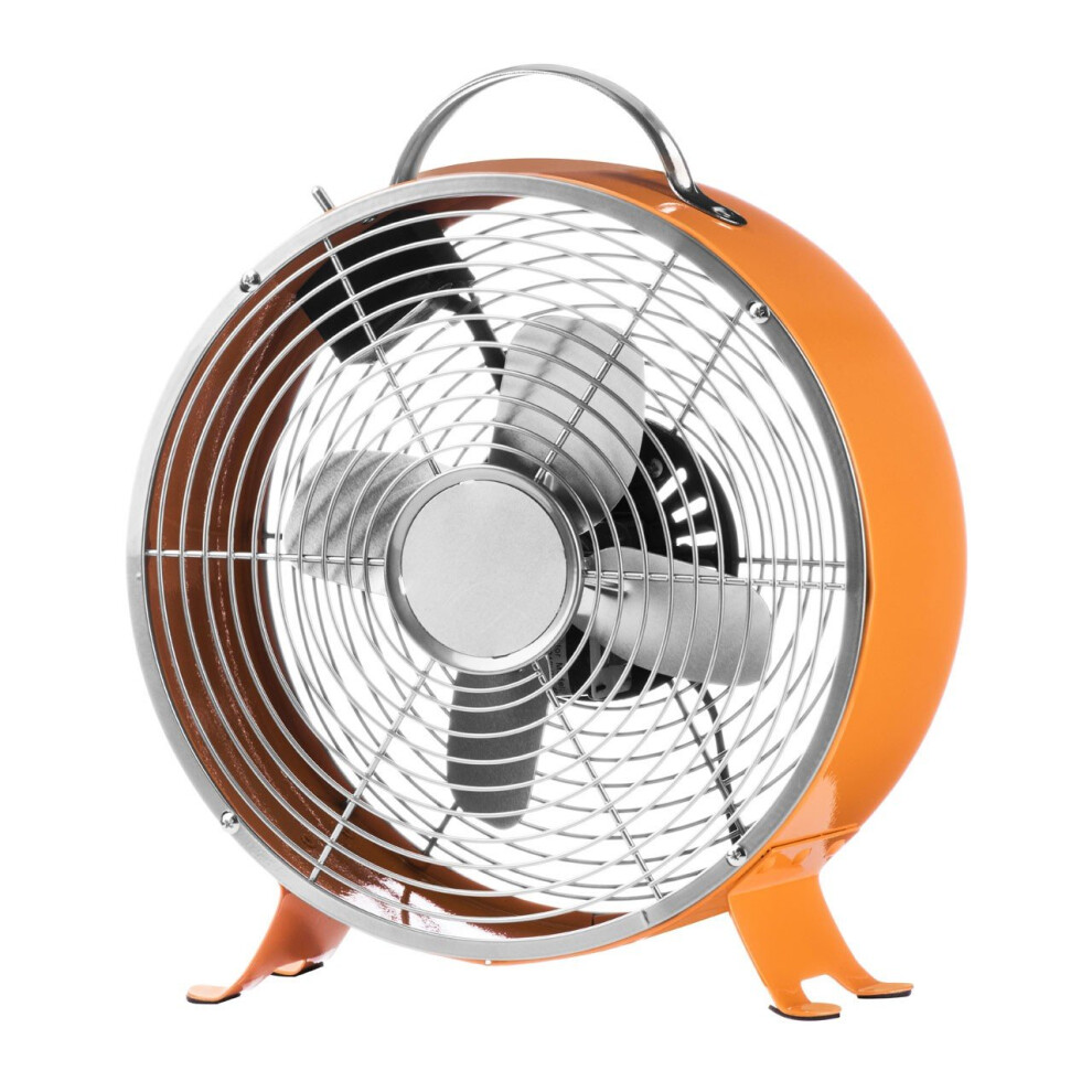 Portable Retro Desk Fan with 2 Speeds, Orange