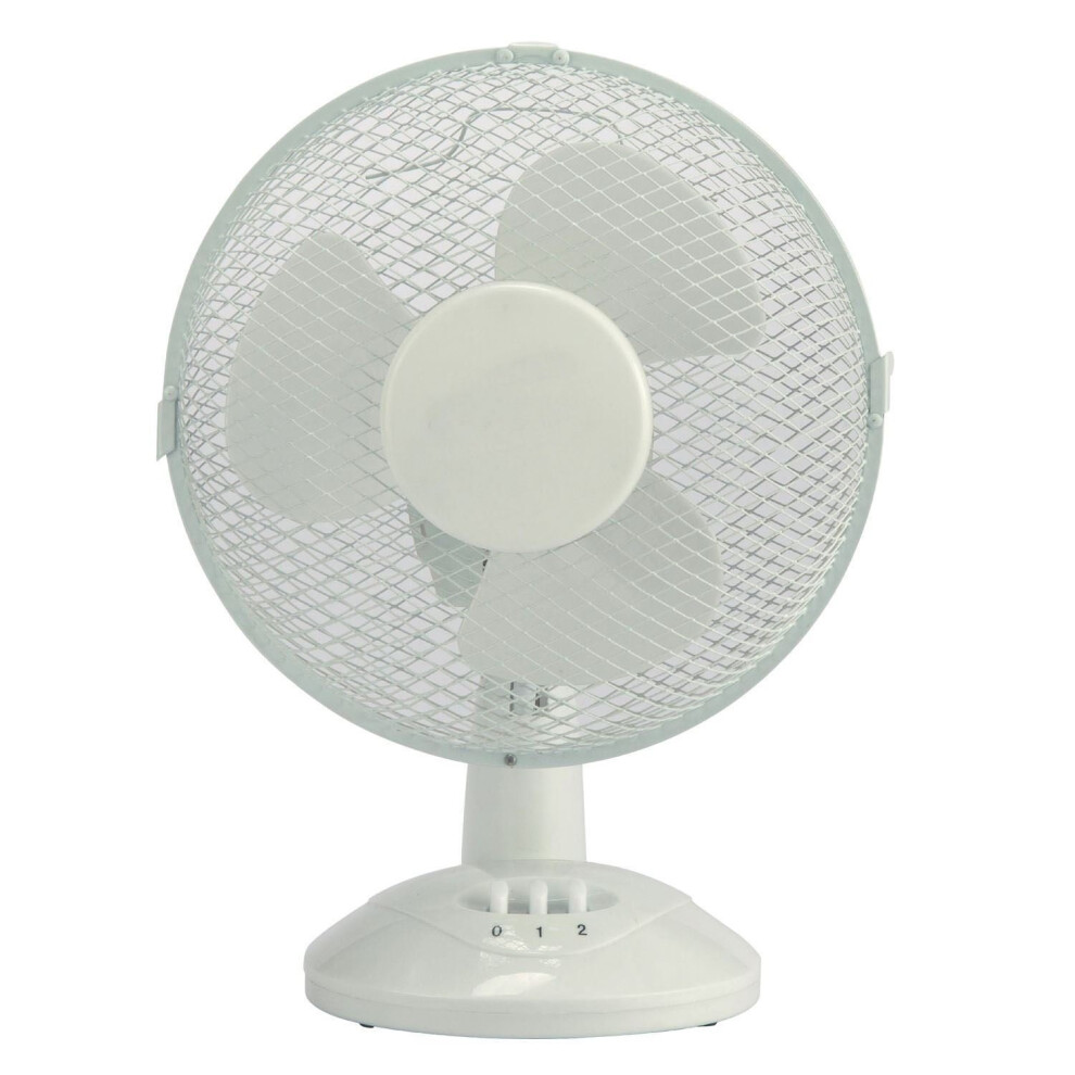 9 inch Oscillating Desk Fan with Two Speeds, White