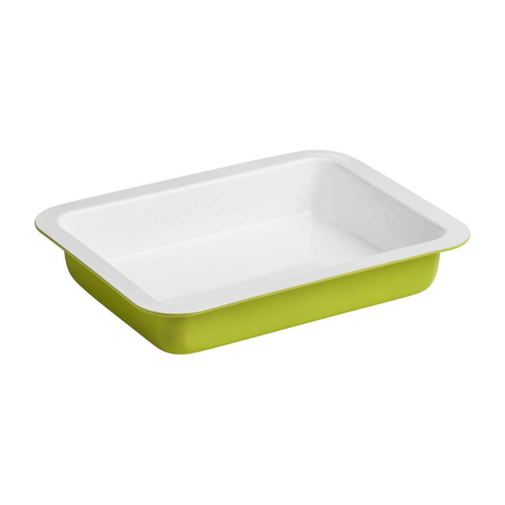 Premier Housewares Ecocook Roasting Dish, Carbon Steel, Lime Green/White