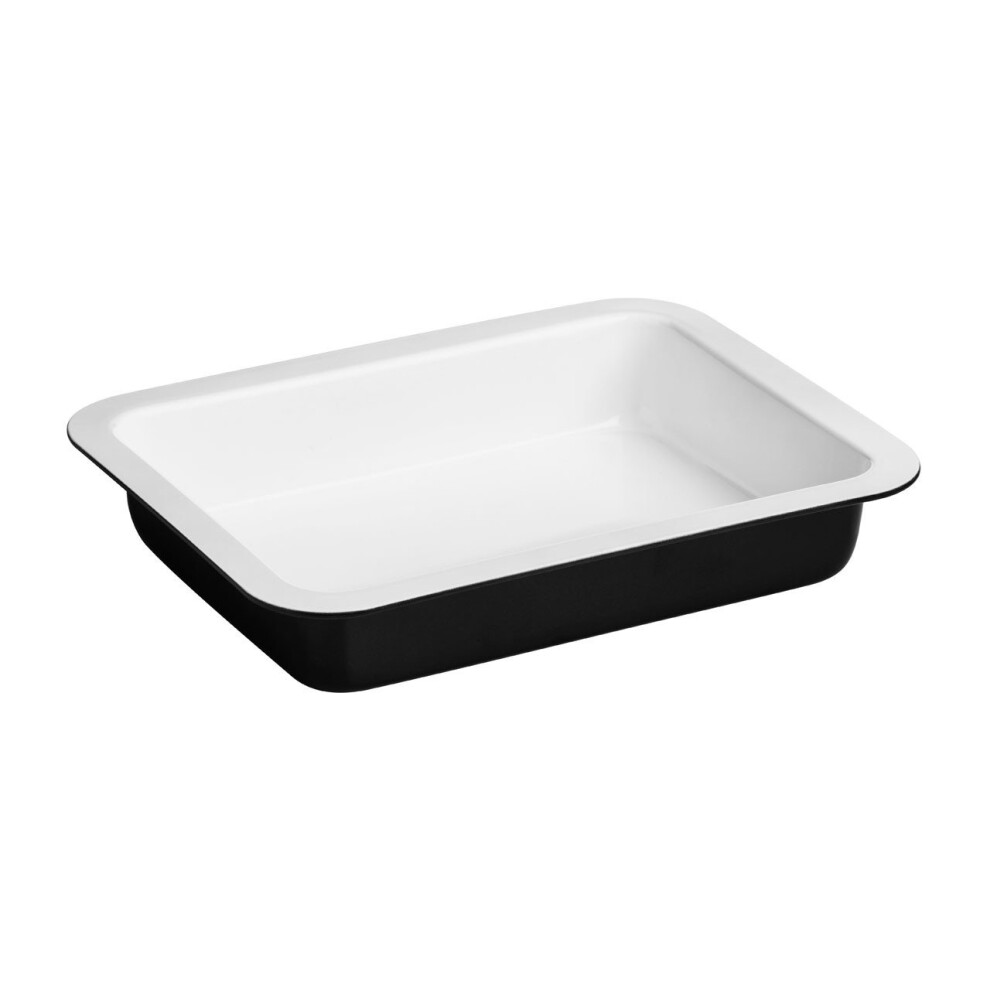 Premier Housewares Ecocook Roasting Dish, Carbon Steel, Black/White
