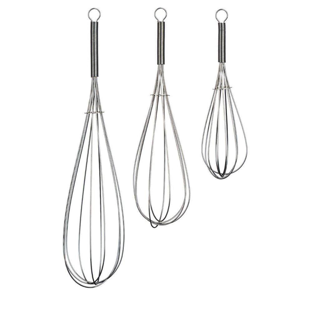 Set of 3 Whisks, Stainless Steel